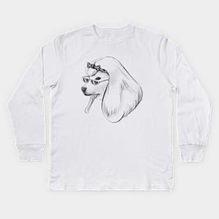 Beautiful Stylish Dog Drawing Kids Long Sleeve T-Shirt